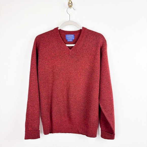 Pendleton Men’s Red Lambswool V-Neck Sweater Sz M - Picture 1 of 7